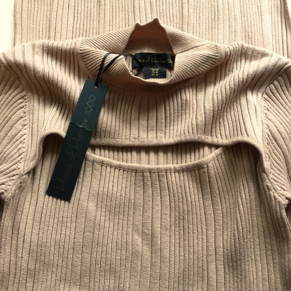 HOUSE OF HARLOW 1960 sz Medium Dress Ribbed Sexy Slits Bodycon Mock Neck NWT - Picture 9 of 10